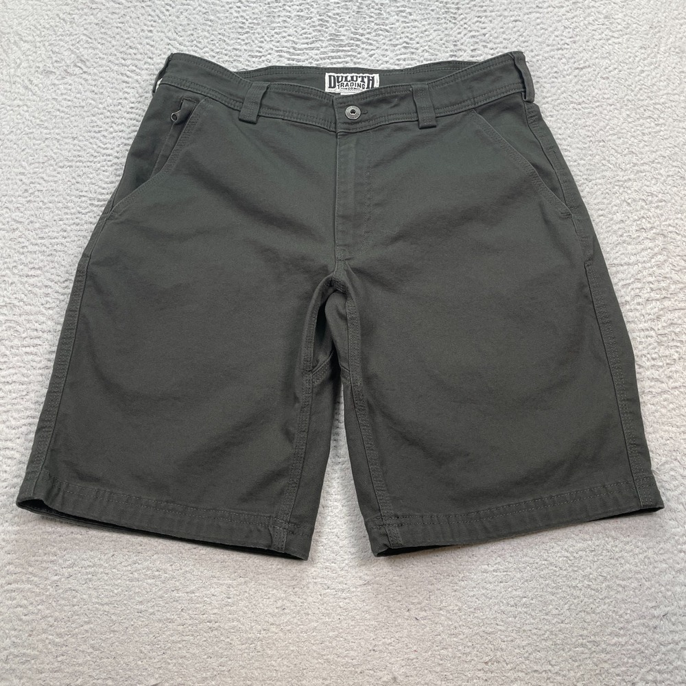 Duluth Flex Fire Hose Canvas Shorts Mens Size 32 Gray Relaxed Western 10"